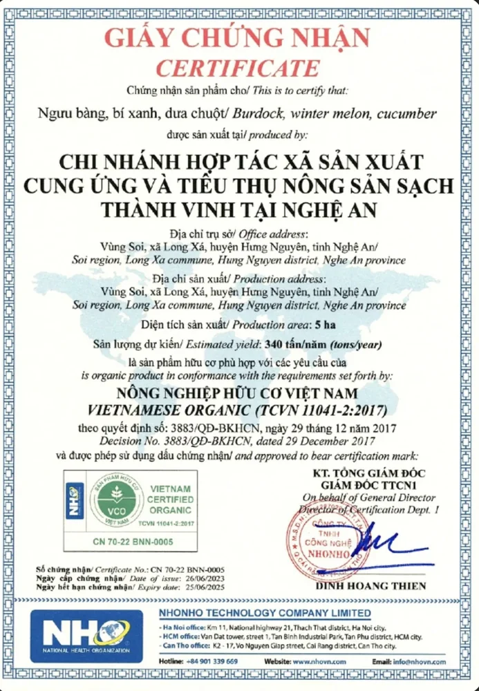 Chứng nhận hữu cơ